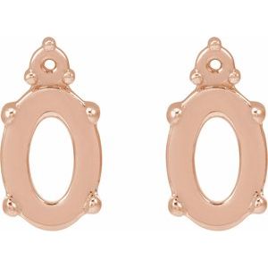 14K Rose Gold 6x4 mm Oval 4-Prong Claw Cabochon Earring Mounting – image 2