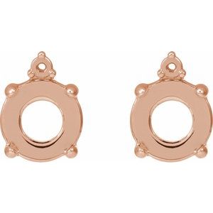 14K Rose Gold 6 mm Round 4-Prong Claw Cabochon Earring Mounting – image 2