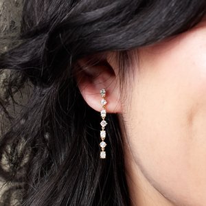 14K Rose Gold 1 1/5 CTW Lab-Grown Diamond Dangle Earrings – image 3