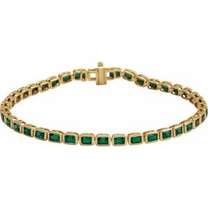 14K Yellow Gold Natural Tsavorite Garnet Line 7" Bracelet
