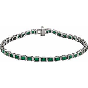 14K White Gold Natural Tsavorite Garnet Line 7" Bracelet