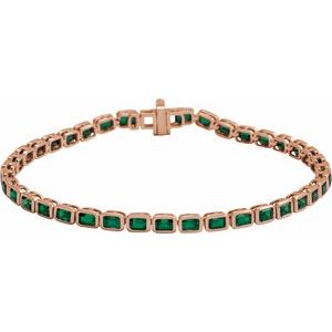 14K Rose Gold Natural Tsavorite Garnet Line 7" Bracelet