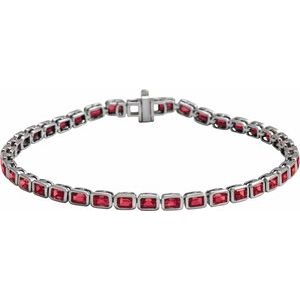 14K White Gold Lab-Grown Ruby Line 7" Bracelet