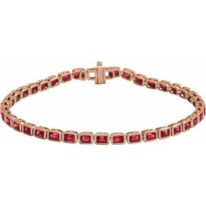 14K Rose Gold Lab-Grown Ruby Line 7" Bracelet