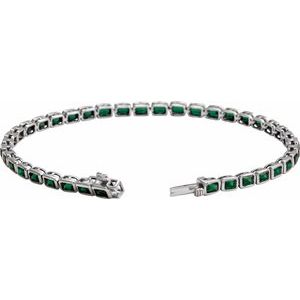 14K White Gold Natural Tsavorite Garnet Line 7" Bracelet