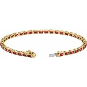 14K Yellow Gold Lab-Grown Ruby Line 7" Bracelet