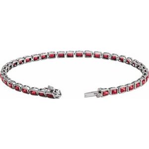 14K White Gold Lab-Grown Ruby Line 7" Bracelet – image 2