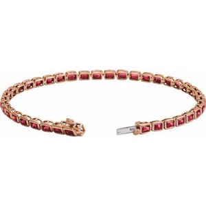 14K Rose Gold Lab-Grown Ruby Line 7" Bracelet