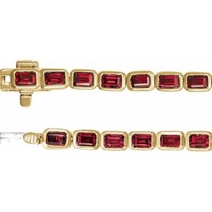 14K Yellow Gold Lab-Grown Ruby Line 7" Bracelet