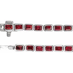 14K White Gold Lab-Grown Ruby Line 7" Bracelet – image 3