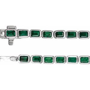 14K White Gold Natural Tsavorite Garnet Line 7" Bracelet