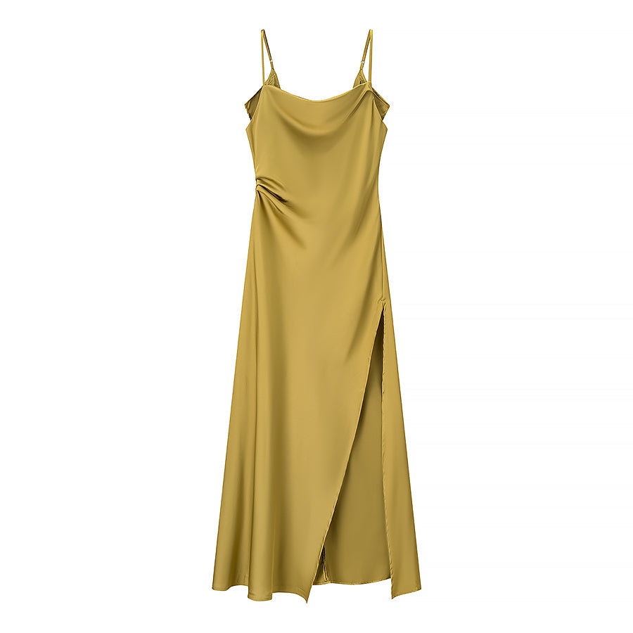 Women Clothing Summer Simple Camisole Split Dress