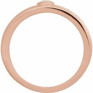 14K Rose Gold 3 mm Round Natural White Opal Cabochon Ring