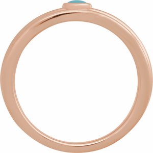 14K Rose Gold 3 mm Round Natural Turquoise Cabochon Ring