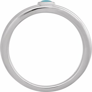 Platinum 3 mm Round Natural Turquoise Cabochon Ring