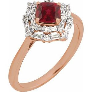 14K Rose Gold Natural Ruby & 1/3 CTW Natural Diamond Ring