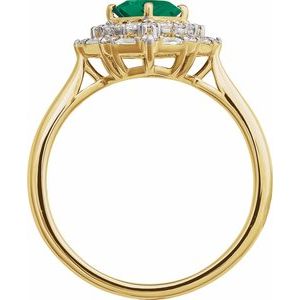 14K Yellow Gold Natural Emerald & 1/3 CTW Natural Diamond Ring