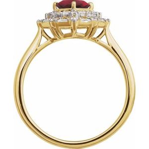 14K Yellow Gold Natural Ruby & 1/3 CTW Natural Diamond Ring