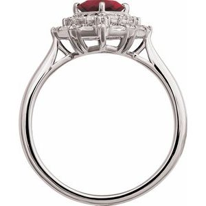 14K White Gold Natural Ruby & 1/3 CTW Natural Diamond Ring