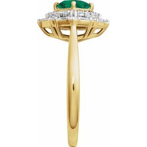 14K Yellow Gold Natural Emerald & 1/3 CTW Natural Diamond Ring