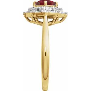 14K Yellow Gold Natural Ruby & 1/3 CTW Natural Diamond Ring