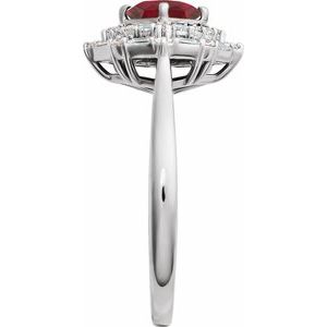 14K White Gold Natural Ruby & 1/3 CTW Natural Diamond Ring
