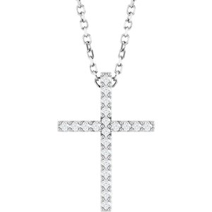 Platinum .08 CTW Natural Diamond Cross 16" Necklace