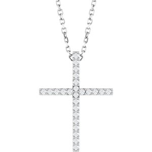 Sterling Silver 1/10 CTW Natural Diamond Cross 16" Necklace