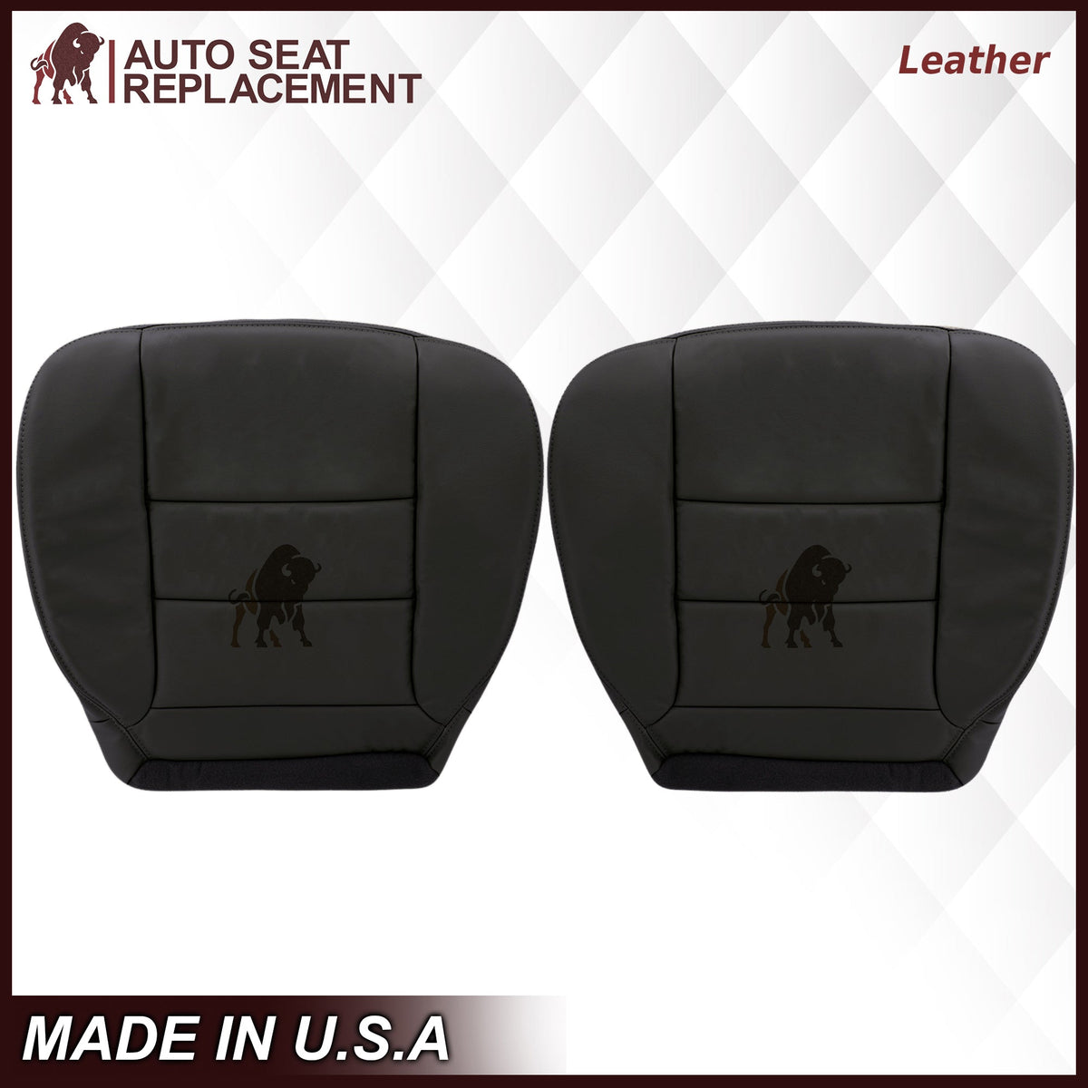 2002-2007 Ford F250/F350/F450/F550 Lariat Extended Cab Seat Cover in Black: Choose Leather or Vinyl