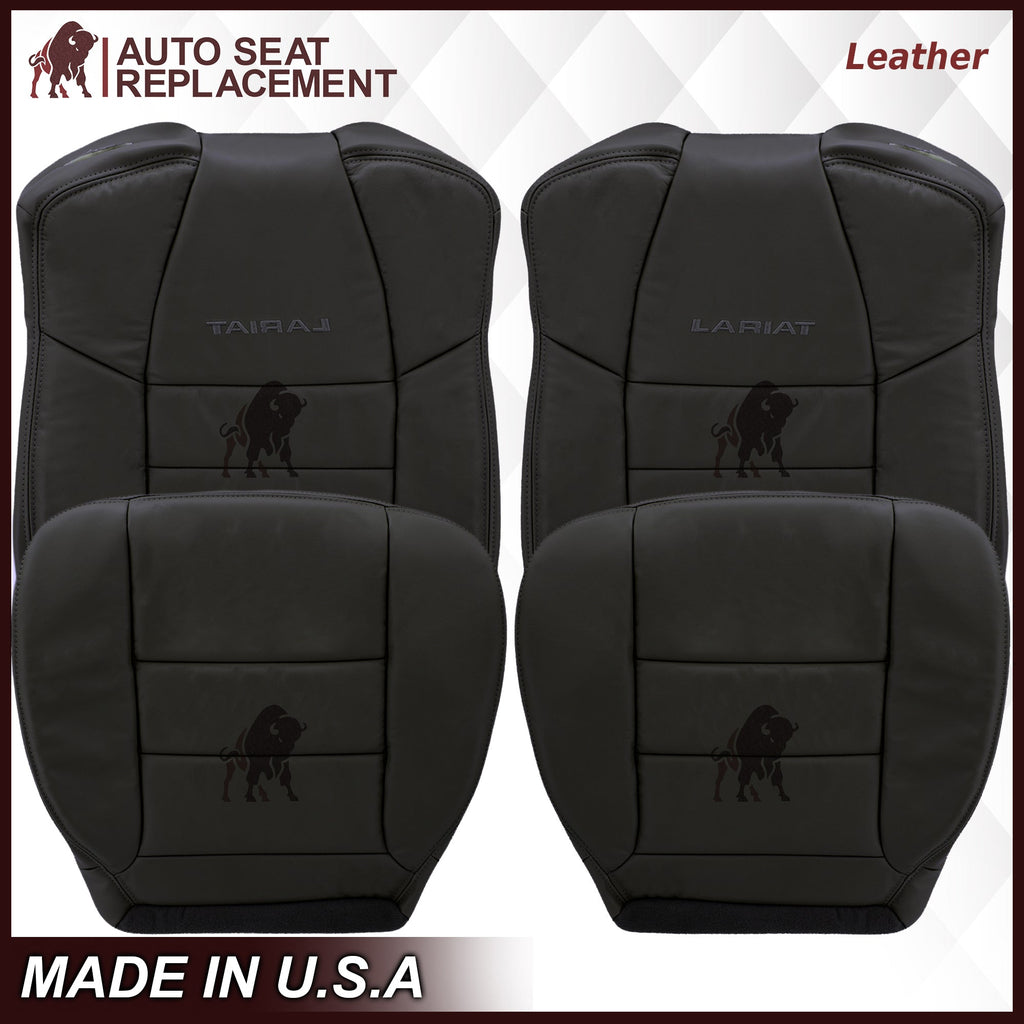 2002-2007 Ford F250/F350/F450/F550 Lariat Extended Cab Seat Cover in Black: Choose Leather or Vinyl