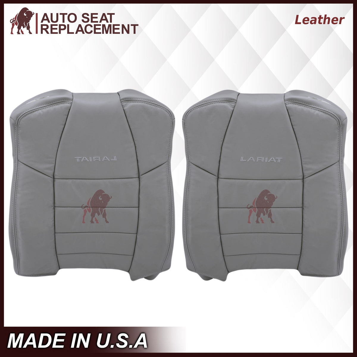 2002-2007 Ford F250/F350/F450/F550 Lariat Extended Cab Seat Cover in Flint Gray: Choose Leather or Vinyl