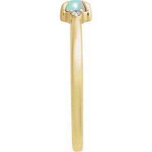 14K Yellow Gold Natural Ethiopian Opal & .03 CTW Natural Diamond Ring