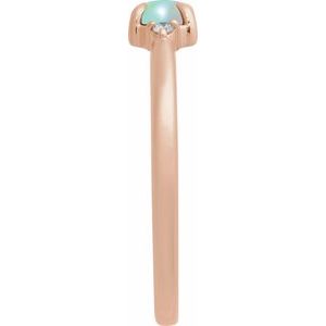14K Rose Gold Natural Ethiopian Opal & .03 CTW Natural Diamond Ring