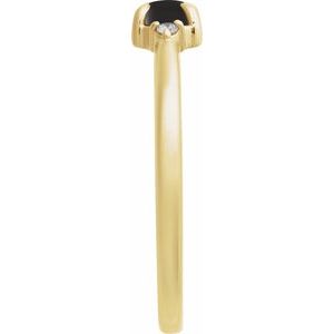 14K Yellow Gold Natural Onyx & .03 CTW Natural Diamond Ring