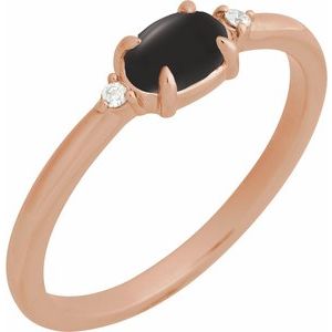 14K Rose Gold Natural Onyx & .03 CTW Natural Diamond Ring