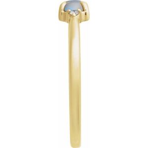 14K Yellow Gold Natural Rainbow Moonstone & .03 CTW Natural Diamond Ring