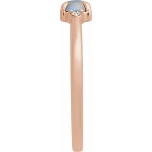 14K Rose Gold Natural Rainbow Moonstone & .03 CTW Natural Diamond Ring