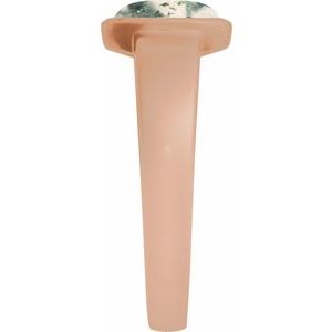 14K Rose Gold Natural Moss Agate Cabochon Ring