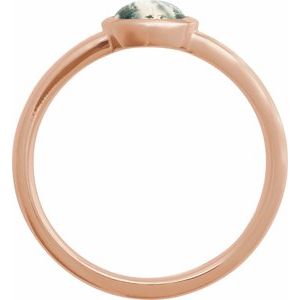 14K Rose Gold Natural Moss Agate Cabochon Ring