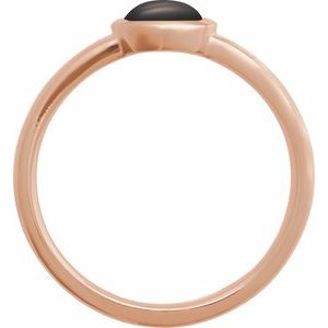 14K Rose Gold Natural Onyx Cabochon Ring
