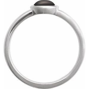 Platinum Natural Onyx Cabochon Ring