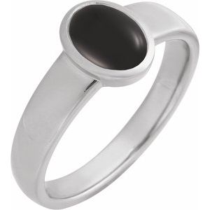 Sterling Silver Natural Onyx Cabochon Ring