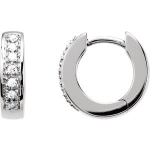 14K White Gold 1/6 CTW Natural Diamond 12.1 mm Hoop Earrings