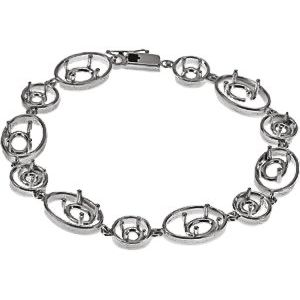 Sterling Silver 8x6 mm Oval Geometric Link 7 1/2" Bracelet Mounting