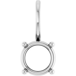 14K White Gold 6 mm Round Solitaire Charm/Pendant Mounting – image 2