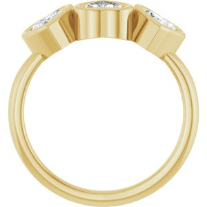14K Yellow Gold Lab-Grown Moissanite Three-Stone Heart Ring