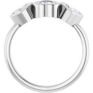 Sterling Silver Lab-Grown Moissanite Three-Stone Heart Ring