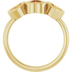 14K Yellow Gold Natural Citrine Three-Stone Heart Ring