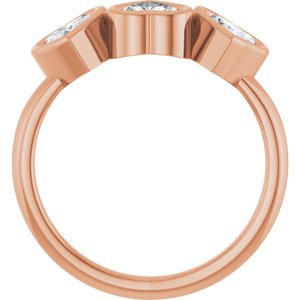 14K Rose Gold Lab-Grown Moissanite Three-Stone Heart Ring