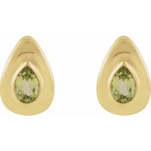 14K Yellow Gold Natural Peridot Earrings – image 2